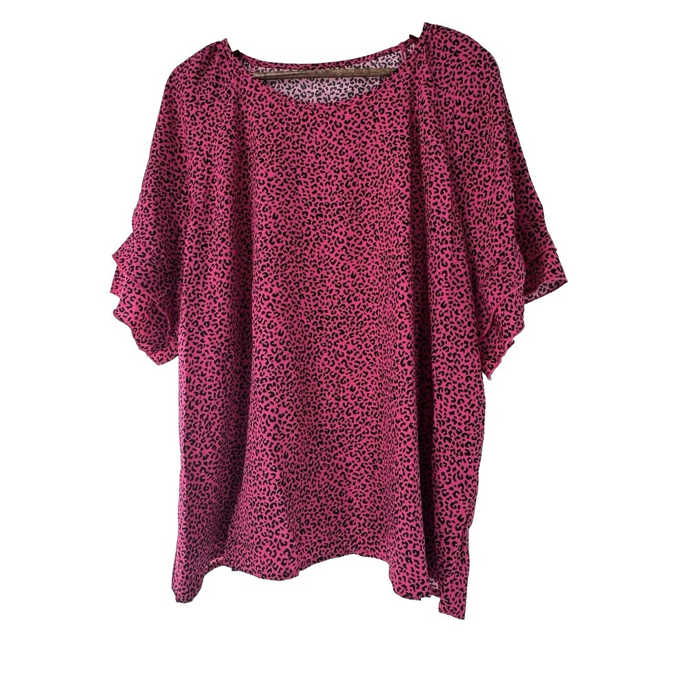 Unbranded pink black cheetah animal print leopard ptp 27in 4X ruffle sleeves